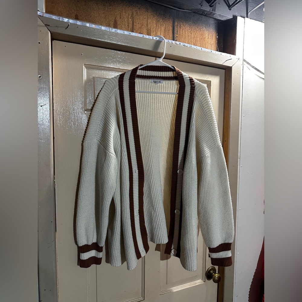 Steve Madden Cream and Brown Cardigan